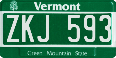VT license plate ZKJ593