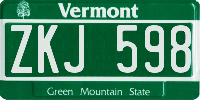 VT license plate ZKJ598