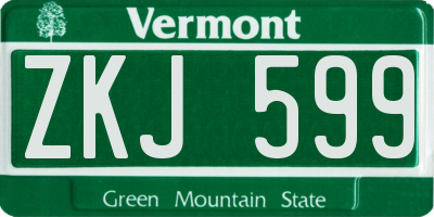 VT license plate ZKJ599