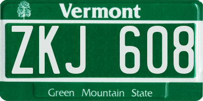 VT license plate ZKJ608