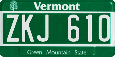 VT license plate ZKJ610