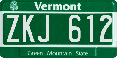VT license plate ZKJ612