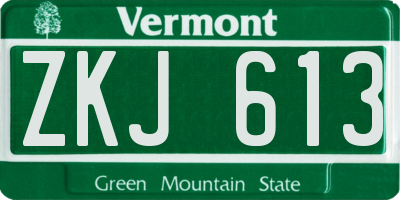 VT license plate ZKJ613
