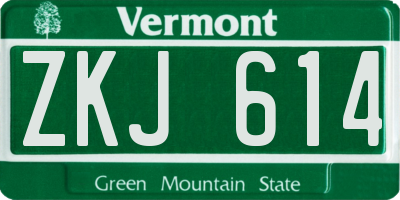 VT license plate ZKJ614