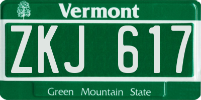 VT license plate ZKJ617