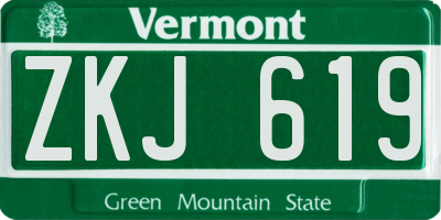 VT license plate ZKJ619