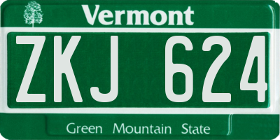 VT license plate ZKJ624