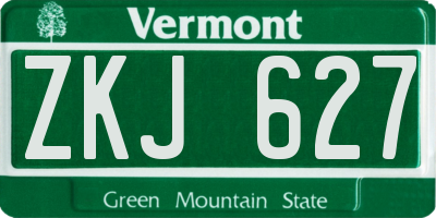 VT license plate ZKJ627