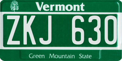 VT license plate ZKJ630
