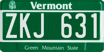 VT license plate ZKJ631