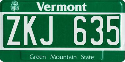 VT license plate ZKJ635