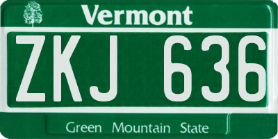 VT license plate ZKJ636