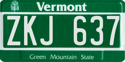 VT license plate ZKJ637