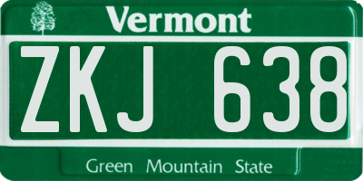 VT license plate ZKJ638
