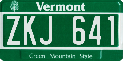 VT license plate ZKJ641