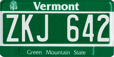 VT license plate ZKJ642