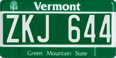 VT license plate ZKJ644