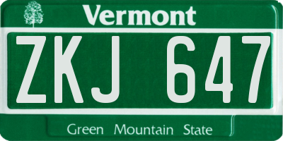 VT license plate ZKJ647