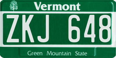 VT license plate ZKJ648