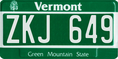VT license plate ZKJ649