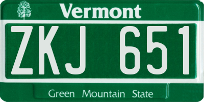 VT license plate ZKJ651