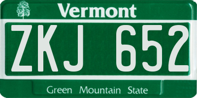 VT license plate ZKJ652