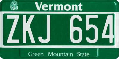 VT license plate ZKJ654