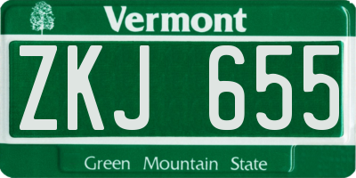 VT license plate ZKJ655