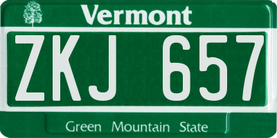 VT license plate ZKJ657