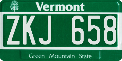 VT license plate ZKJ658