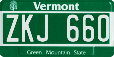 VT license plate ZKJ660