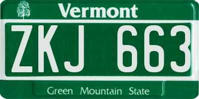 VT license plate ZKJ663