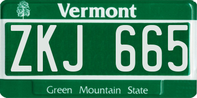 VT license plate ZKJ665
