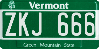 VT license plate ZKJ666