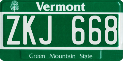VT license plate ZKJ668