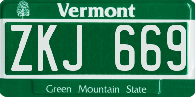 VT license plate ZKJ669