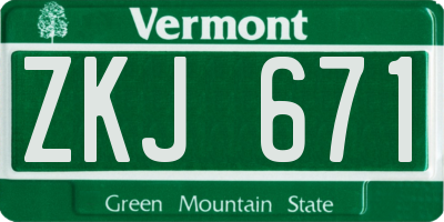 VT license plate ZKJ671