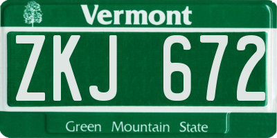 VT license plate ZKJ672