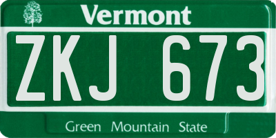 VT license plate ZKJ673