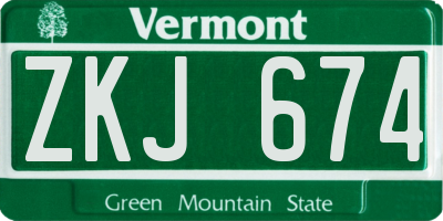 VT license plate ZKJ674