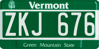 VT license plate ZKJ676