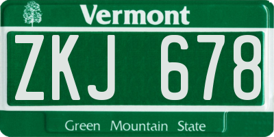 VT license plate ZKJ678
