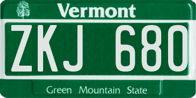 VT license plate ZKJ680