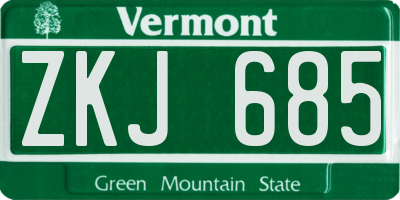 VT license plate ZKJ685