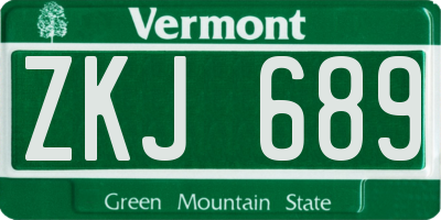 VT license plate ZKJ689
