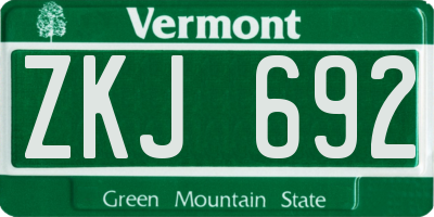 VT license plate ZKJ692