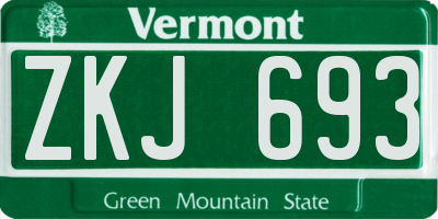 VT license plate ZKJ693