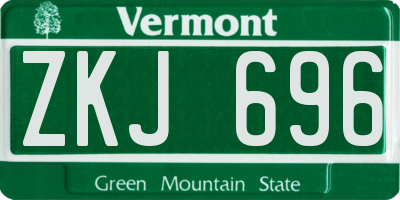 VT license plate ZKJ696