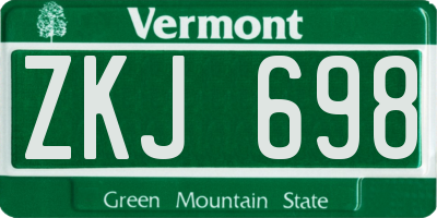 VT license plate ZKJ698