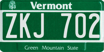 VT license plate ZKJ702